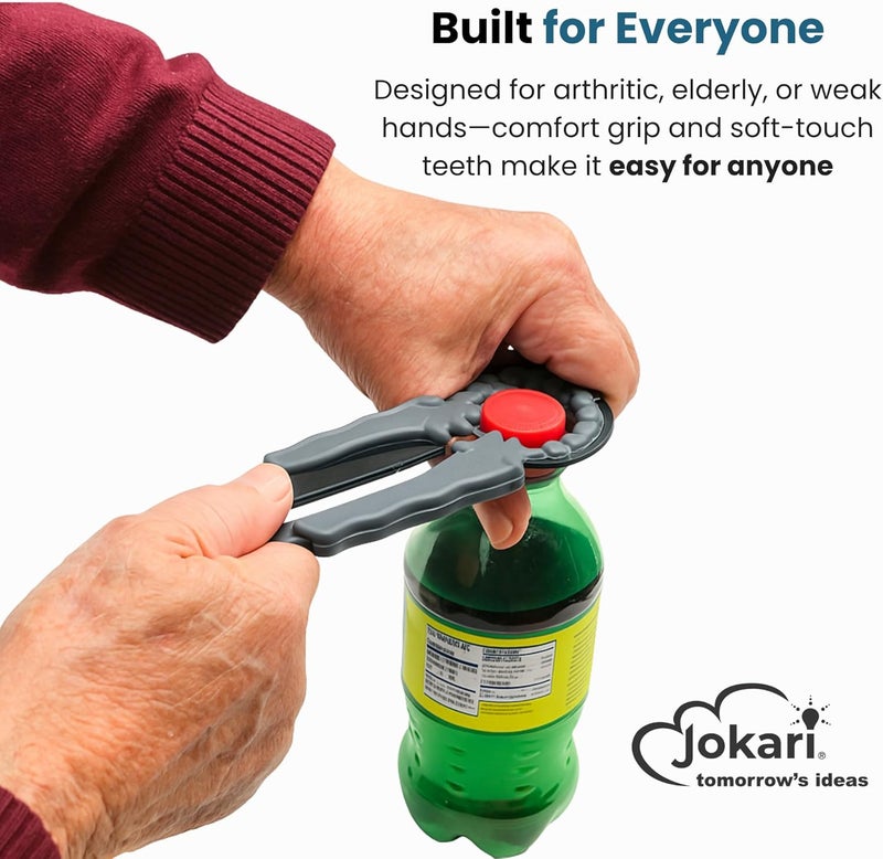 Jokari Multi Bottle Opener for Jars Bottles and Cans 3 in 1 Easy Grip Lid Opener for Weak Hands Twist Caps Pull Tabs Pop Tops and Small Lids Arthritis Aid Manual Kitchen Tool Black - Image 2